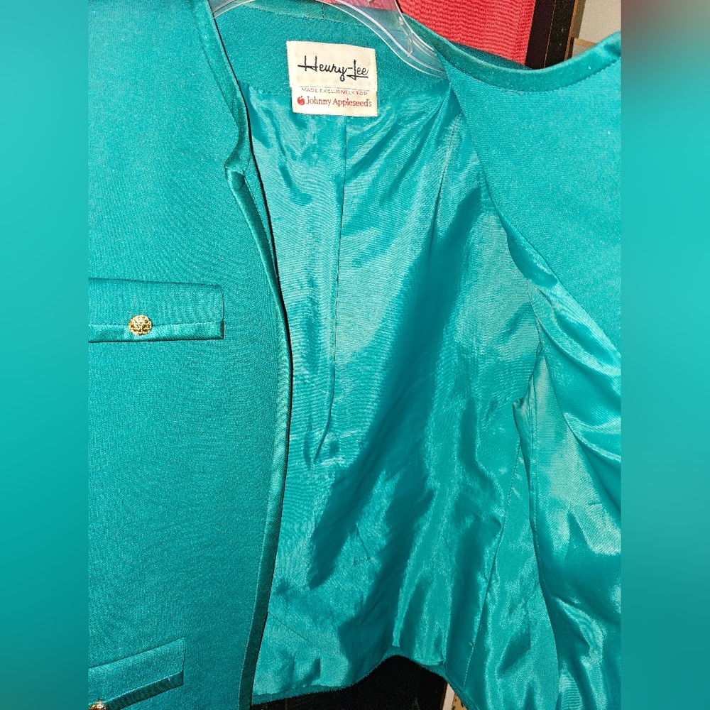 Cropped teal blazer - Picture 4 of 4